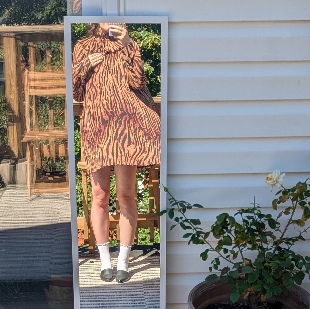 Ganni Tiger-Print Mini Dress in Brown and Black